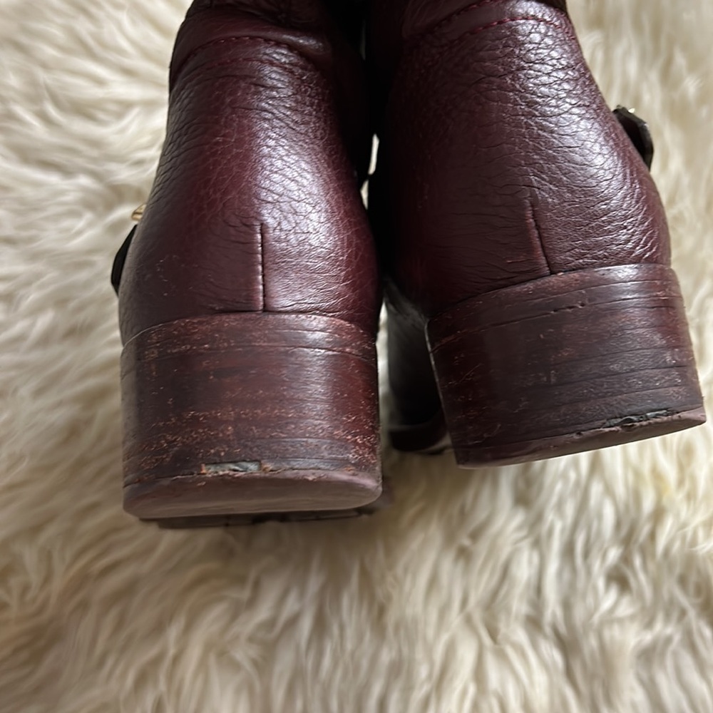 Valentino Rouge Absolute' studded Moto Boot 37.5 women’s DARK RED Preowned - Picture 6 of 12